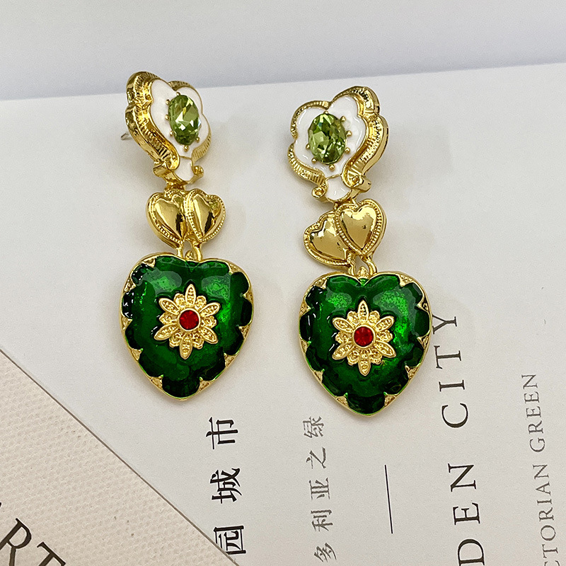 All Seasons Season 1 Piece 1 Pair Elegant Retro Lady Heart Shape Flower Artificial Crystal Alloy Asymmetrical Plating Women's Bracelets Earrings Necklace