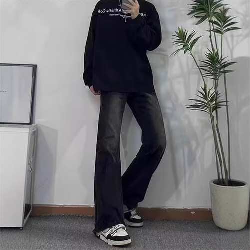 Black skinny jeans for men, spring and autumn, slimming straight tube, cool and stylish, high-end American retro long pants 