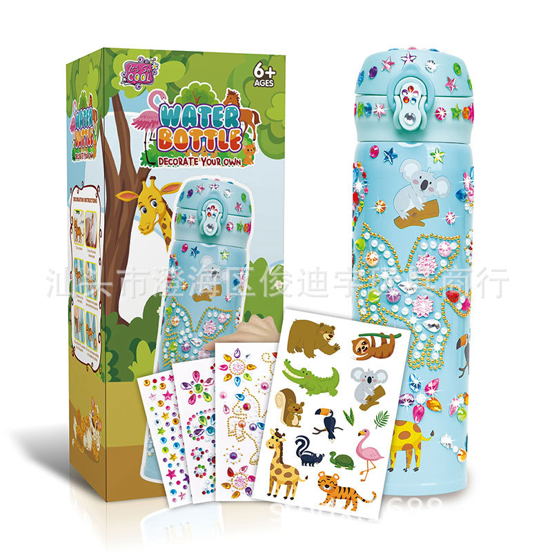 DIY 스틱 드릴 녹색 보온병 병-동물