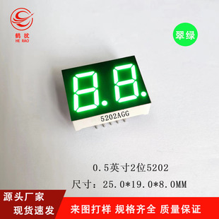 LED digital tube 0.5 inch 2 two-digit display tube 5202AGG common yin BGG common yang bright green