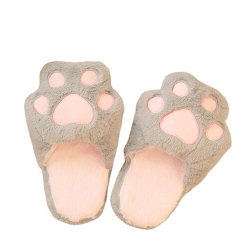 Autumn and winter cat claw sewing shoes round toe women's slippers couple plush cotton slippers cat claw cotton slippers