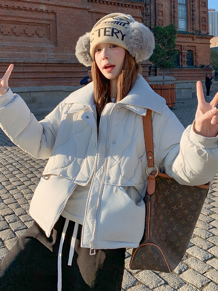 Knitted fashionable trend elegant down jacket