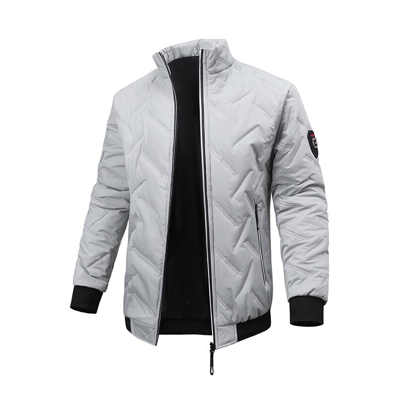 Men's stand-up collar quilted cotton jacket, new autumn/winter solid-color padded jacket, casual zip-up long-sleeve top Men's stand-up collar quilted cotton jacket, new autumn/winter solid-color padded jacket, casual zip-up long-sleeve top