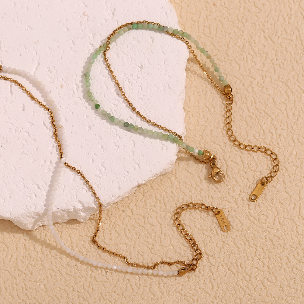 Natural Stone Beaded Stainless Steel Bracelet