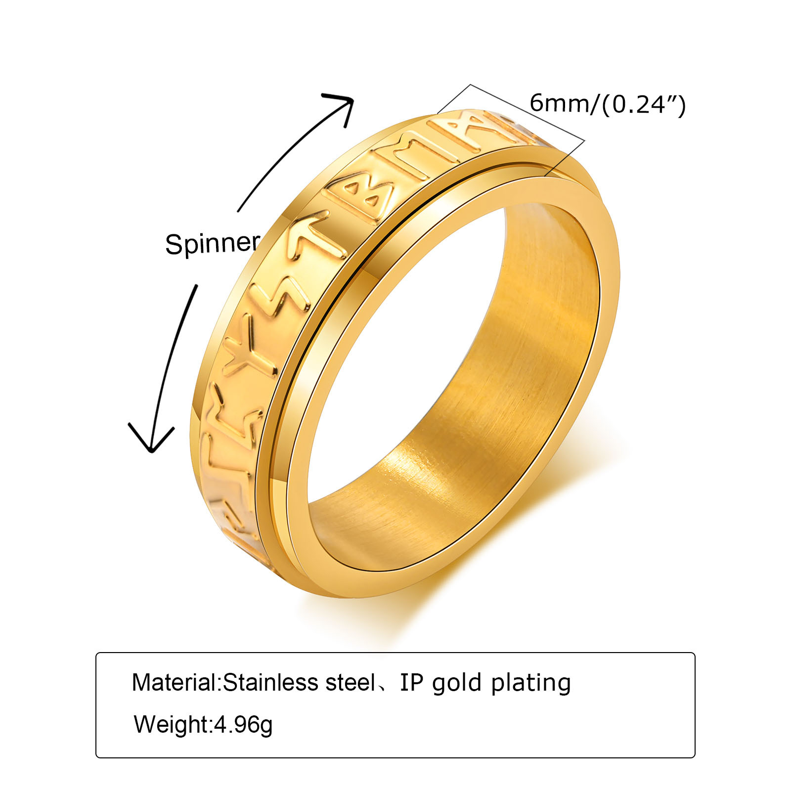 Fashion Letter Stainless Steel Rings Plating Stainless Steel Rings