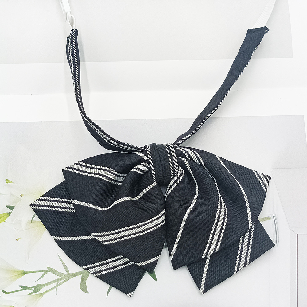 Pajarita de estilo universitario jk bowknot moda coreana casual rayas a cuadros niñas doble cuello flor spot al por mayor