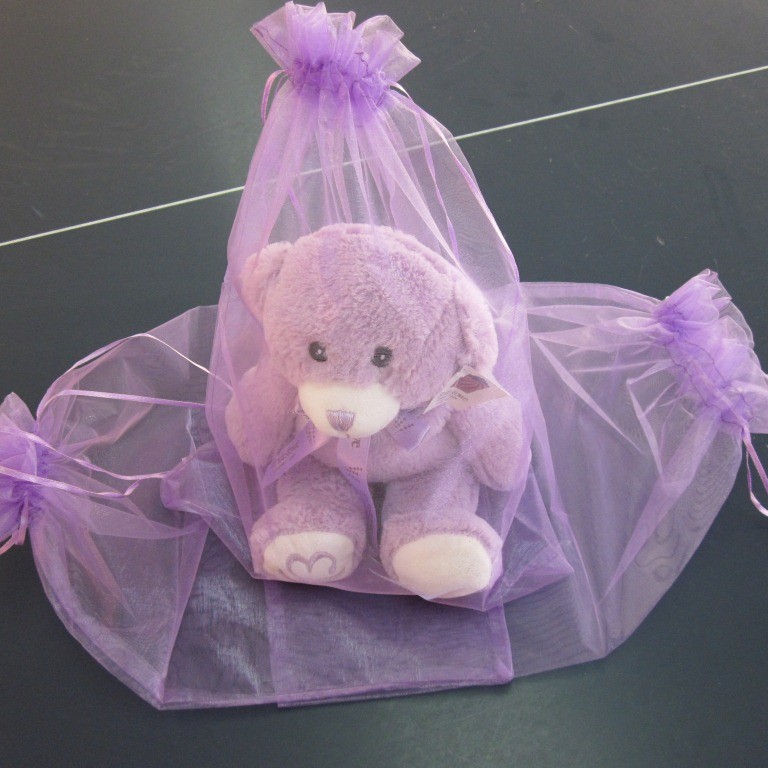 现货供应30*40cm紫色大号纱袋澳洲原单薰衣草小熊纱袋配件饰品