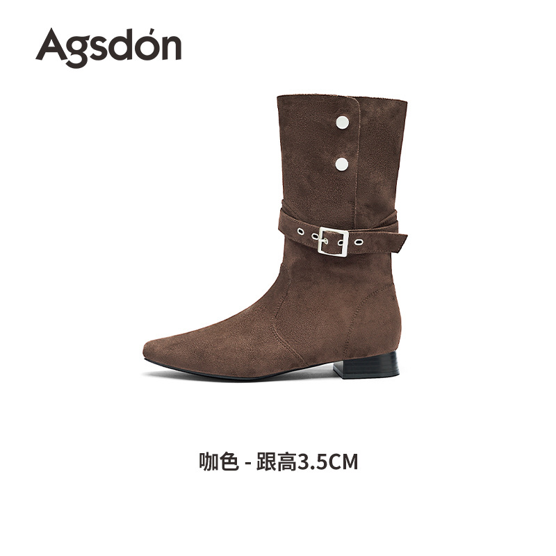Botas cortas de tacón grueso de león antiguo 2026 mujeres nuevas botas de caballero de invierno y otoño de la parte occidental botas de moda Martin