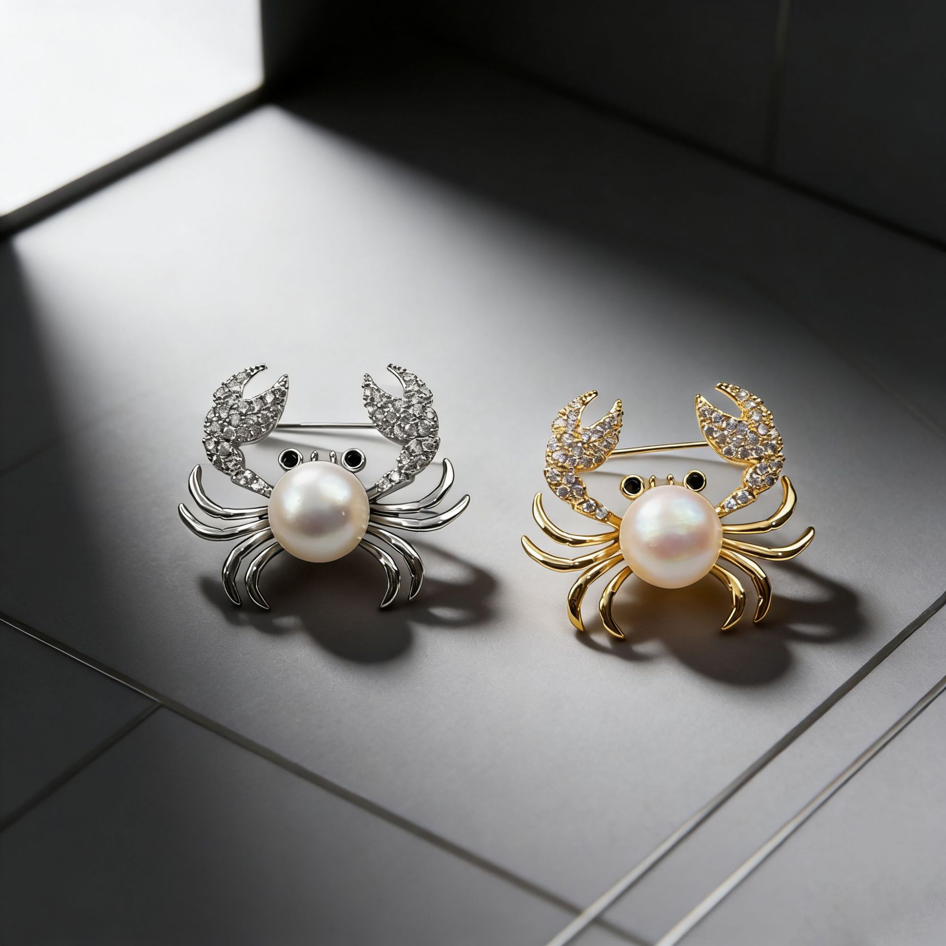 New Fashionable Imitation Pearl Crab Brooch with Unique Design, Versatile Micro-Inlaid Zircon Brooch, High-End and Elegant Clothing Accessory