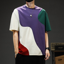 夏季短袖t恤男士潮牌薄款宽松半袖体恤学生圆领休闲五分袖T恤男式