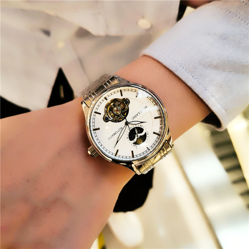 Transmisión en vivo con productos de alta gama para hombres guapo de moda impermeable Tourbillon Reloj mecánico automático para hombres impermeable luminoso 1922
