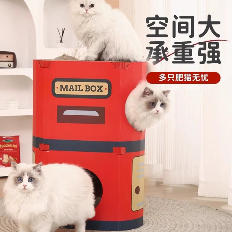 Cajada para gatos, tablero para raspar para gatos, tablero de garra de gato integrado, resistente al desgaste, sin astillas, adhesivo de pared vertical, cartón, papel corrugado, casa para gatos, garra de molienda para casa