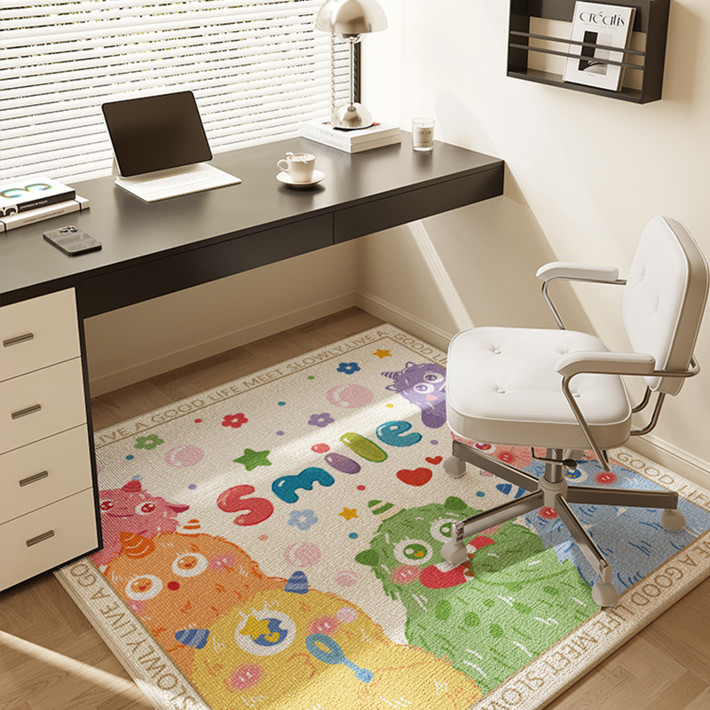 Square Carpet Bedroom Non-Slip and Stain-Resistant Household Carpet Cartoon Cute Study Table and Chair Decorative Carpet Wholesale