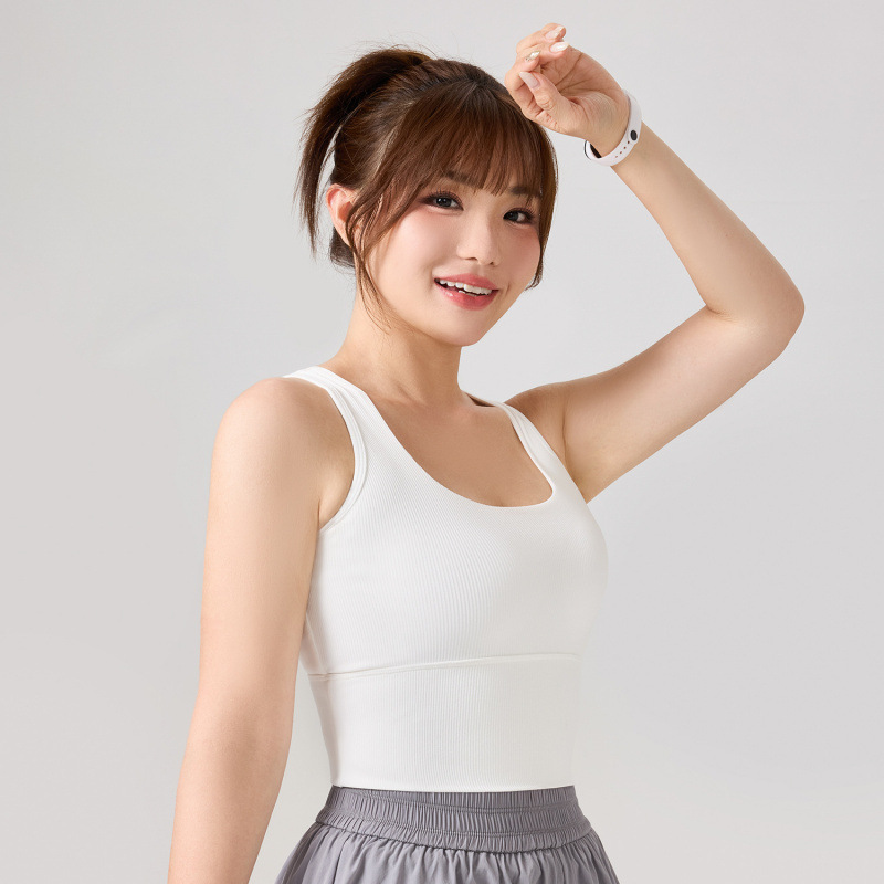 Verano nuevo 7A antibacteriano frío respirante chaleco deportivo sin rastro reuniendo U-cuello hermosa ropa interior de espalda cubrir la chaqueta de pecho