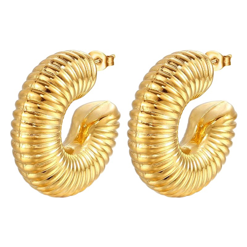 Pendientes huecos roscados europeos y americanos de la moda de acero inoxidable de alto grado de acero de titanio retro de las mujeres pendientes de retención de color 18K