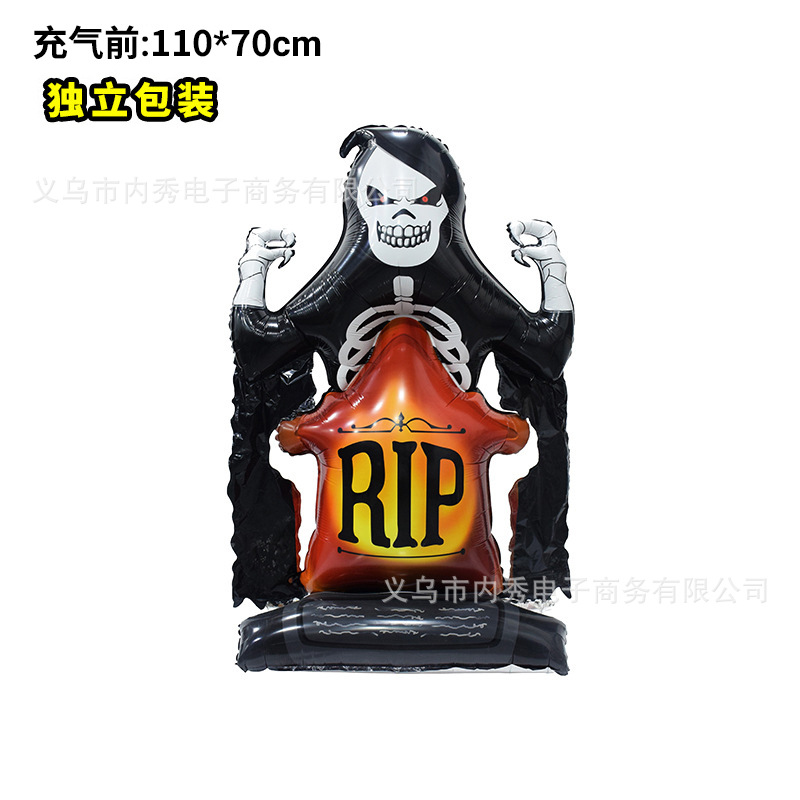 Nuevo globo de Halloween 4D globo tridimensional columna árbol fantasma lápida de bruja puede pararse base globo de película de aluminio