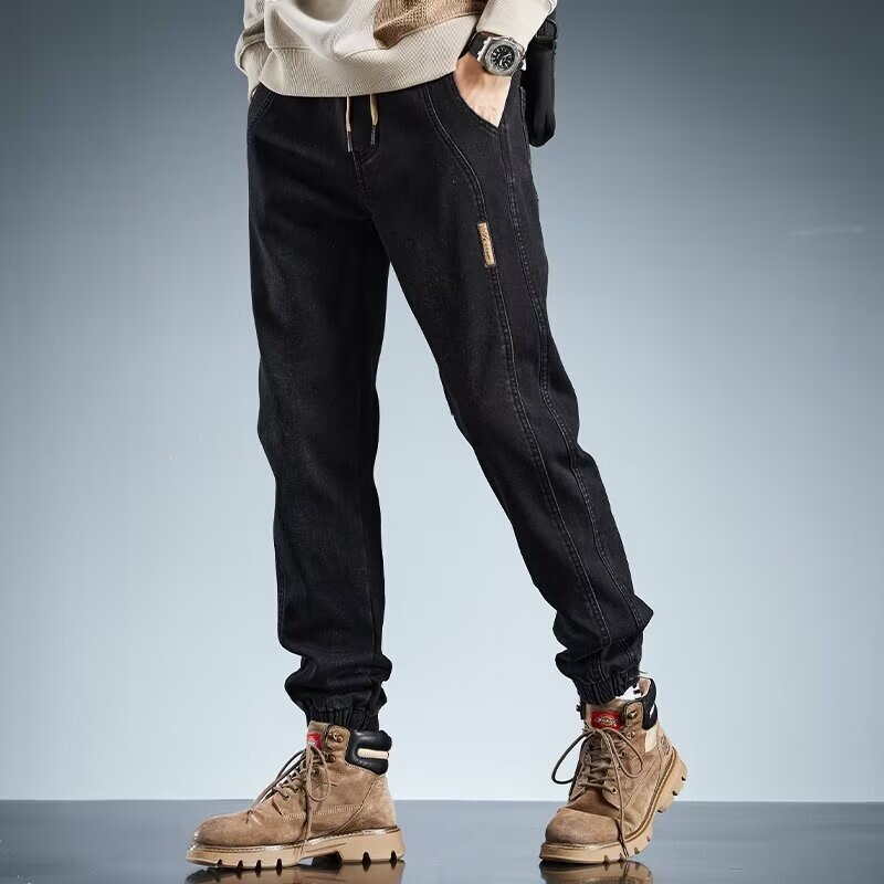 Men's jeans, new autumn Korean style, trendy brand, loose fit, large size, cuffed pants, stylish with patches, cool harem pants Men's jeans, new autumn Korean style, trendy brand, loose fit, large size, cuffed pants, stylish with patches, cool harem pants