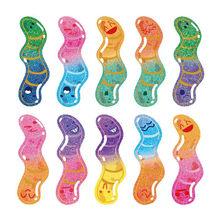 彩虹果冻虫书签儿童趣味书本阅读礼物返校明信片圣诞年终毕业生日