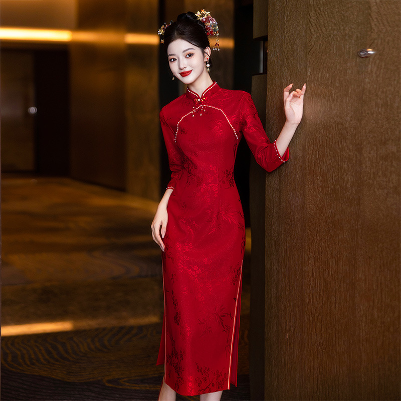Wedding Dress for the Bride, French Style, New Chinese-Style Cheongsam, Can Be Worn Casually, Wedding Engagement Dress, Elegant Homecoming Dress