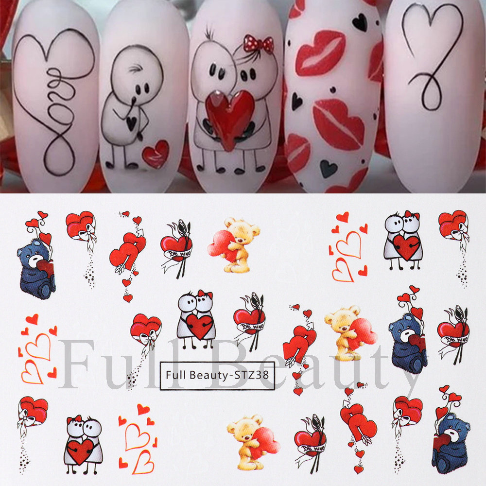 Valentine's Day Sweet Cartoon Heart Shape Stickers Nail Patches 1 Piece display picture 9