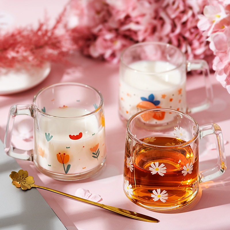 458g Weight Cute Letter Flower Strawberry Glass Water Bottles 1 Piece