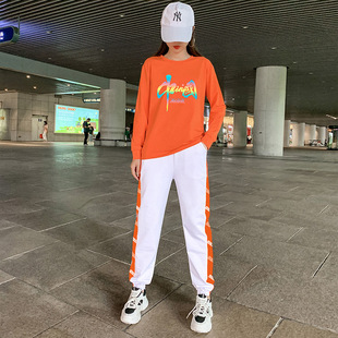 2023 autumn square dance clothing new round neck long sleeve trousers suit aerobics group dance costume ghost step dance