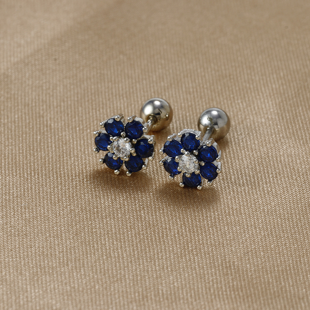1 Pair Sweet Flower Plating Inlay Stainless Steel Zircon Ear Studs display picture 13