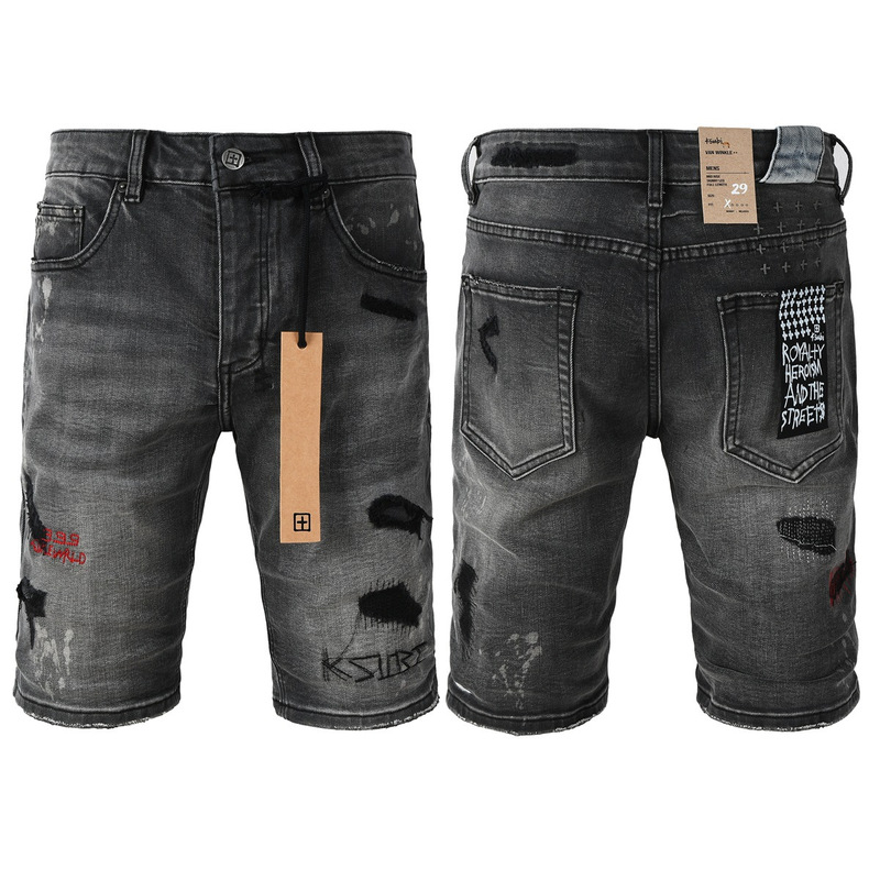 Foreign Trade Cross-Border European and American Trendy Brand Ksubi Shorts Hiphop Street Hip-Hop Ripped Distressed Denim Shorts
