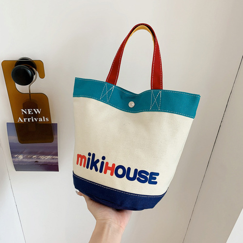  New Japanese Cartoon Embroidered Canvas Handbag Cute and Versatile Casual Letter Large Capacity Mommy Bag Trendy