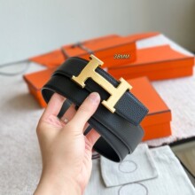 高端头层牛皮H扣皮带双面男士商务休闲百搭腰带38mm哑光款平滑扣