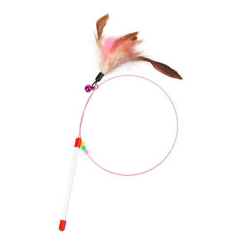 Steel cat teaser long pole feather bell interactive cat toy pet supplies cross-border cat toy