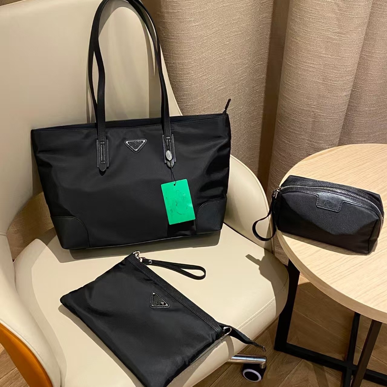 P's Three-Piece Set of Large-Capacity Work Clothing and Durable Cosmetics Bag Travel Toiletry Bag Pu Leather Waterproof Export Hot Style