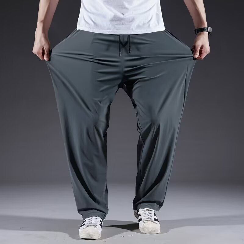 Fat Man's Summer Construction Site Work Pants Men's Summer Simple Loose Large Size Stretch Nine-Point Pants Light and Enlarged Quick-Drying Pants