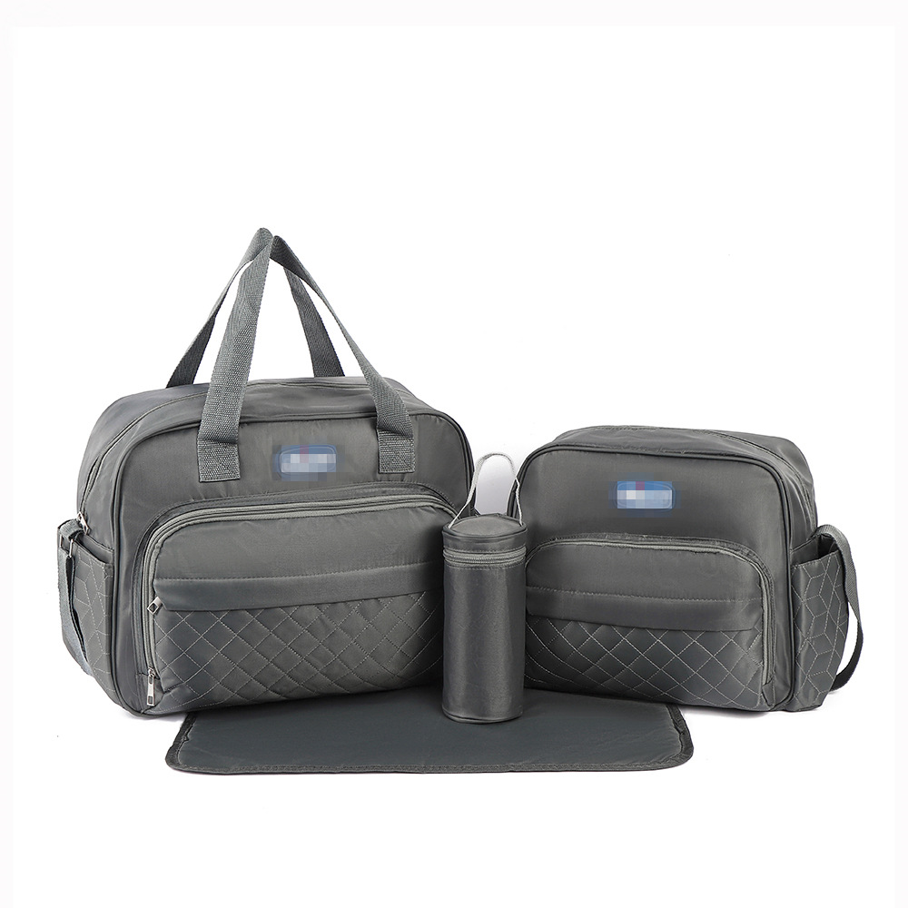 Conjunto de Cinco Piezas de Bolsa Maternal Acolchada con Diseño de Cuadros, Bolsa Maternal Multifuncional de Gran Capacidad para Guardar Pañales, de Hombro o Cruzada