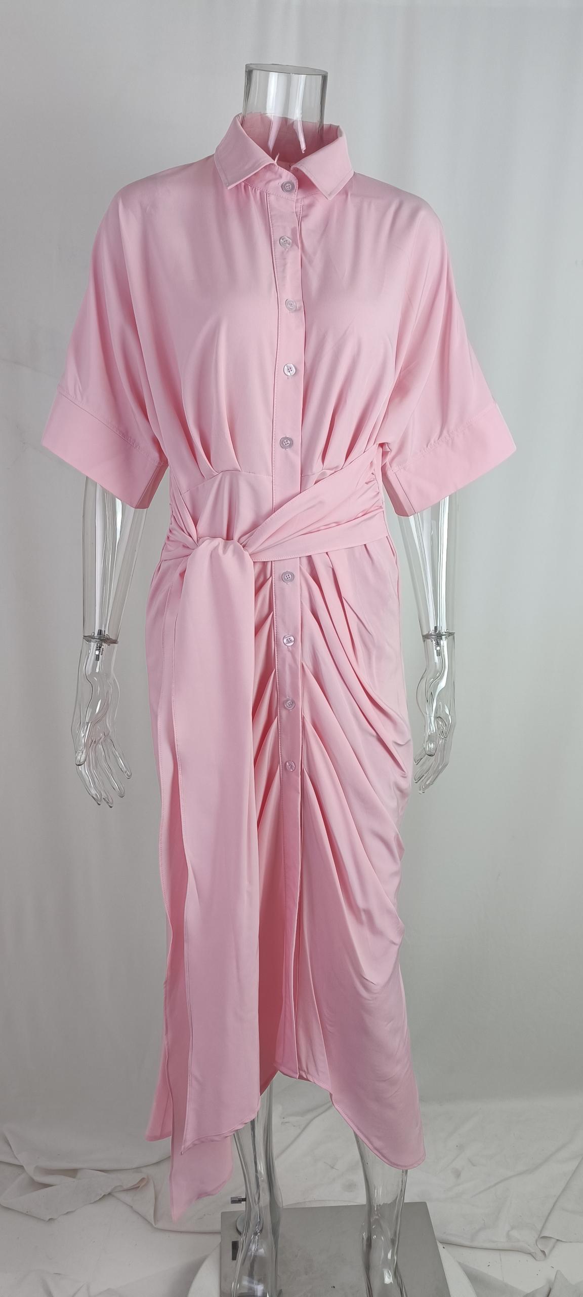210g Weight Midi Dress Dress Length Type Short Sleeve Sleeve Length Sheath Dress Dresses Type Regular Sleeve Sleeve Type Polyester Fabric Type High Waist Waist Line Holiday, Daily Occasion V Neck Neckline Regular Fit Fit Type Solid Color Pattern Summer Season Women's Gender Button Design Elegant Style Wholesale Women's Elegant Button Solid Color Holiday Daily V Neck Short Sleeve Sheath Dress 5