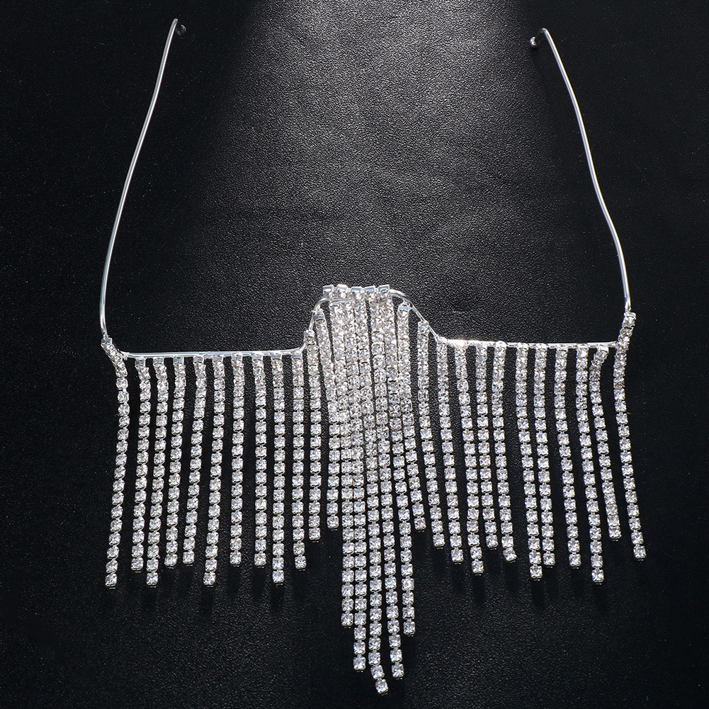 Venta caliente europea y americana rhinestone gafas marco moda tendencia lujo borla exagerada gafas marco accesorios gafas