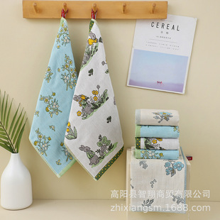 Zhiyang new orchid rabbit flower four layer gauze large square soft absorbent factory wholesale Korea kitchen towel