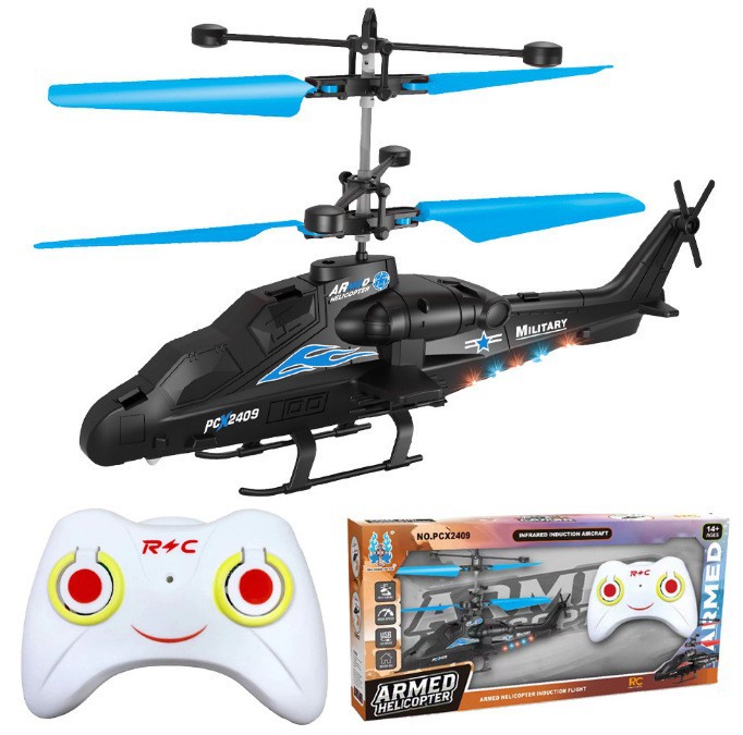Dual-mode wu shi remote control combat aircraft with blue tail with led light