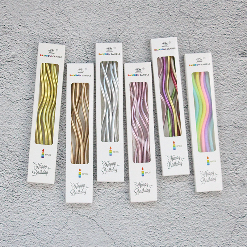 Wholesale birthday candle rainbow candle curve candle birthday cake candle pencil Candle color candle