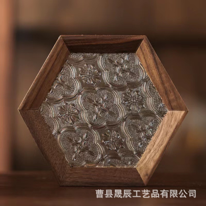 Vintage Begonia flor cristal montaña casa sala de estar agua taza té conjunto aislamiento estera té Sala Zen té taza titular mantel