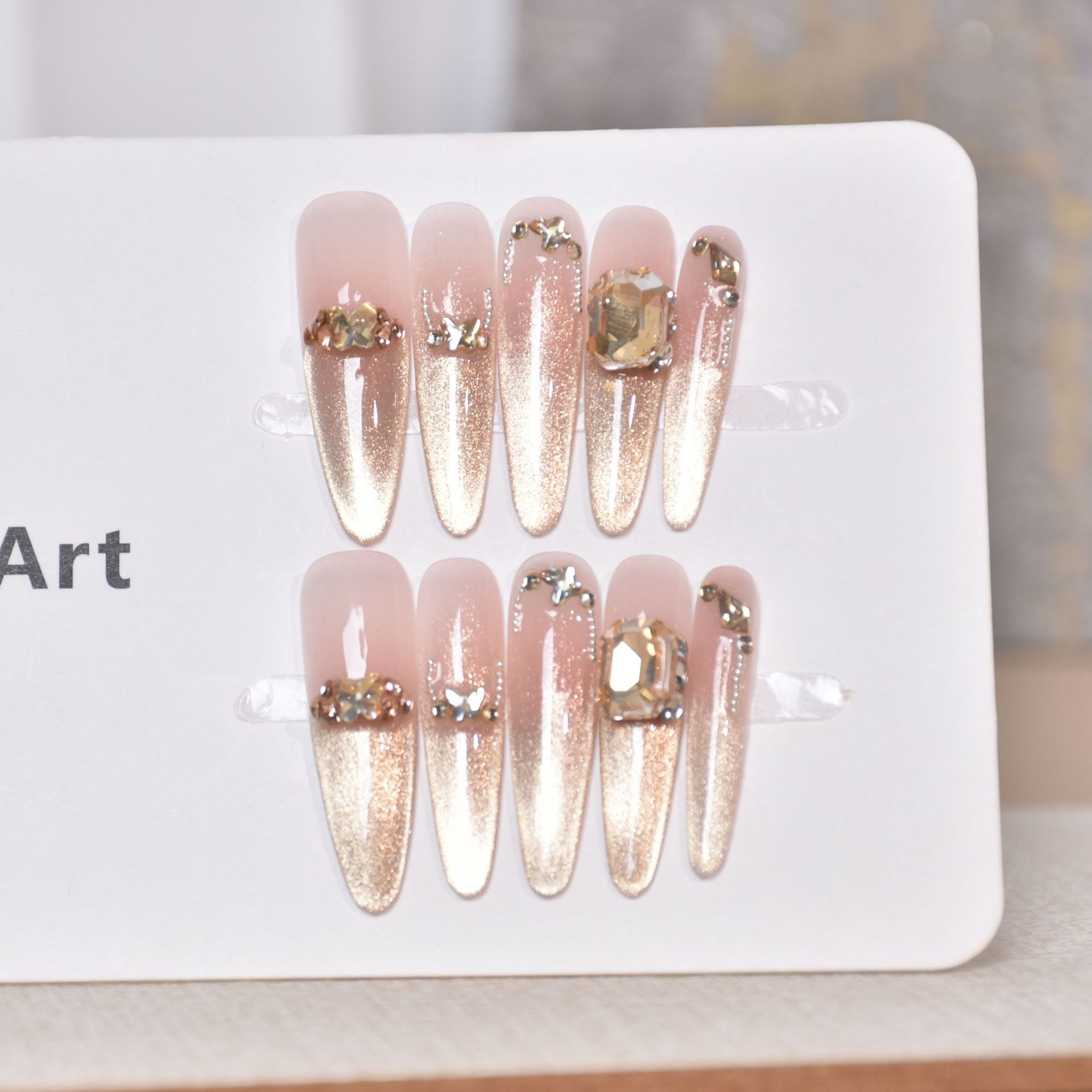 Manos de uso de uñas brillante oro ojo de gato puro para blanquear parche de uñas de alta calidad parche de uñas largo