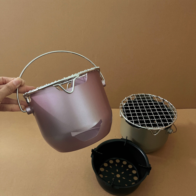 Mini Small Charcoal Stove Outdoor Portable Household Barbecue Stainless Steel Stove for Tea Cooking Olive Alcohol Korean Grill E18