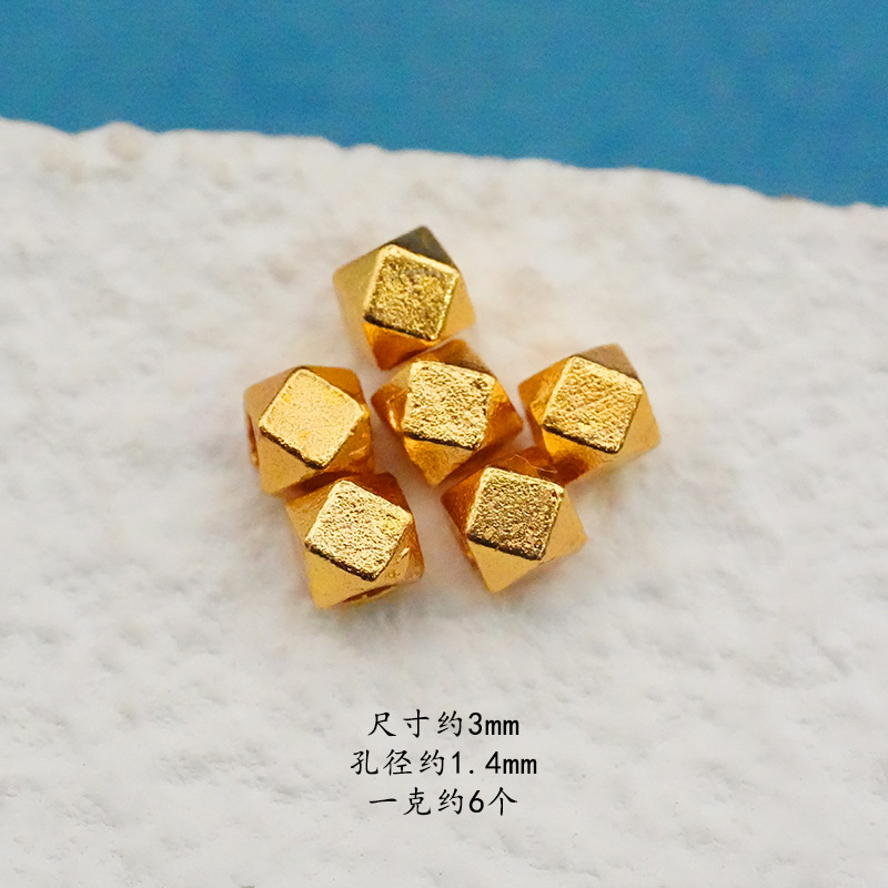 S925 Silver Plated with 24K Gold Spacer Beads DIY Bracelet Accessories Gold Spacer Beads for Handmade Beading Materials