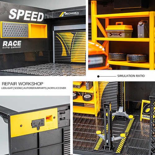 Alloy car model modification store model assembly scene toy dustproof storage box simulated car repair workshop wholesale