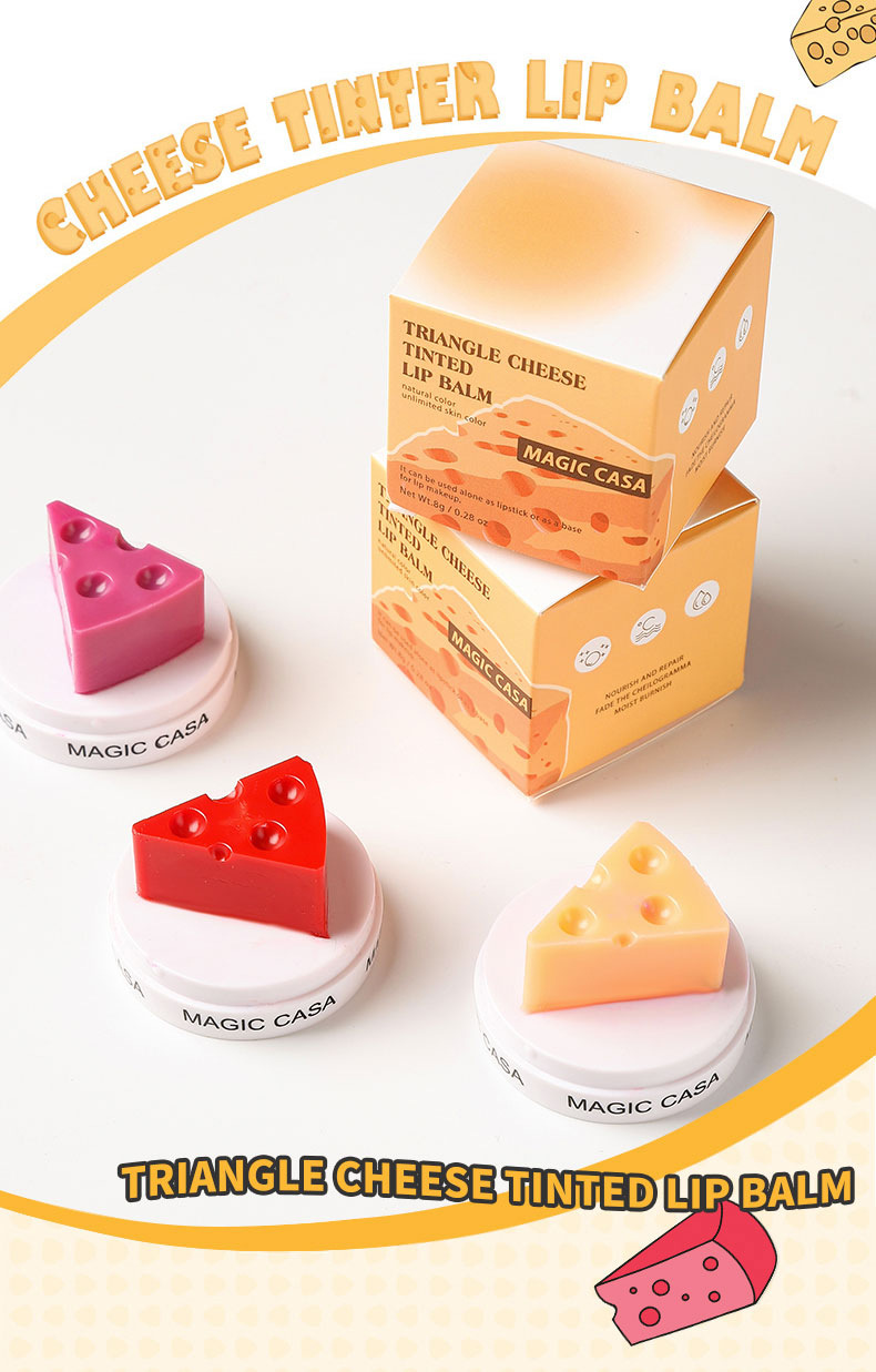 MAGIC CASA thermochromic cheese cheese-shaped lipstick is a transparent lipstick that does not fade easily Specification drawing