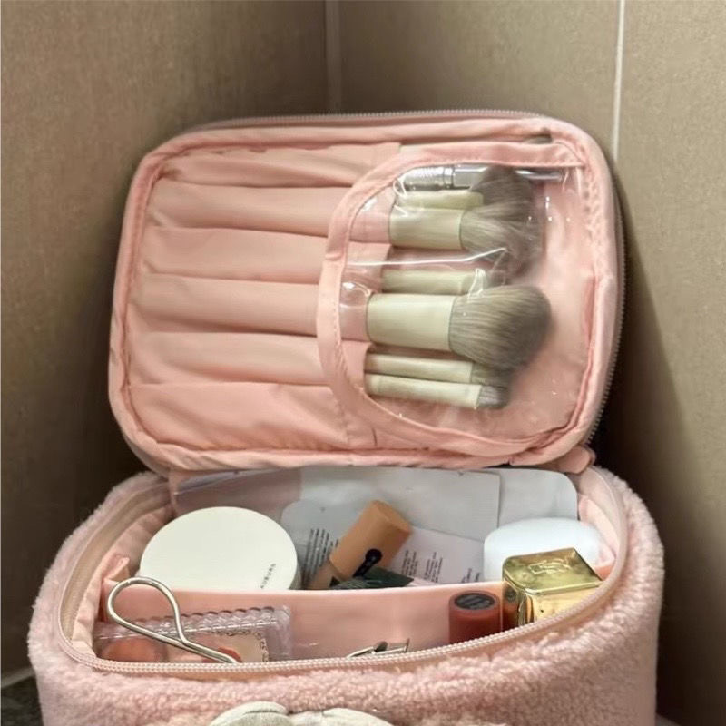 Shirley Mei 化粧品バッグ ハンドバッグ コンパクト スモール ストレージ バッグ ぬいぐるみ かわいい 漫画 便利なトラベルバッグ 布|undefined