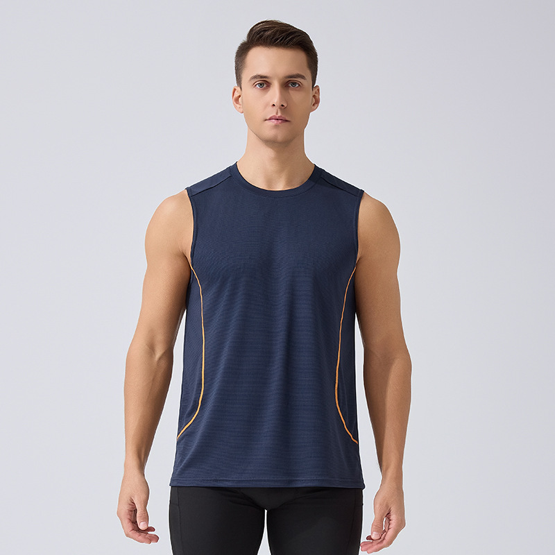 Chalecos deportivos transfronterizos chalecos europeos y estadounidenses delgados chalecos de secado rápido en verano, hombres corriendo Fitness camiseta sin mangas transpirable Top image 11