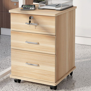 Customized Wooden Movable Storage Cabinet for Documents, Under-Desk Storage Cabinet, Mobile Low Cabinet with Wheels and Lock, Cross-Border