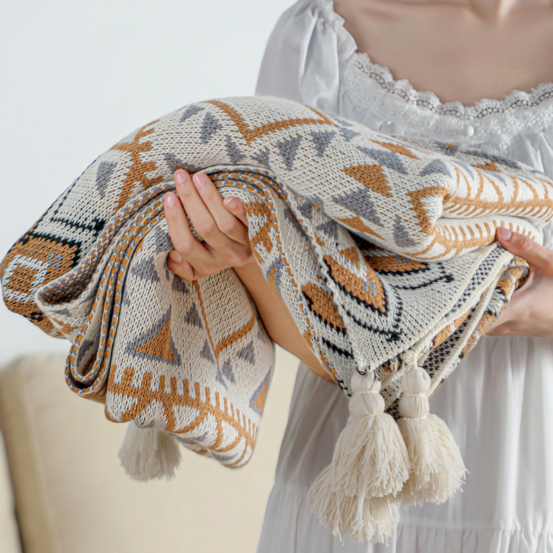 Thick Knitted Bohemian Blanket for Office Nap, Air Conditioning Blanket, Sofa Blanket, Baby Blanket Thick Knitted Bohemian Blanket for Office Nap, Air Conditioning Blanket, Sofa Blanket, Baby Blanket