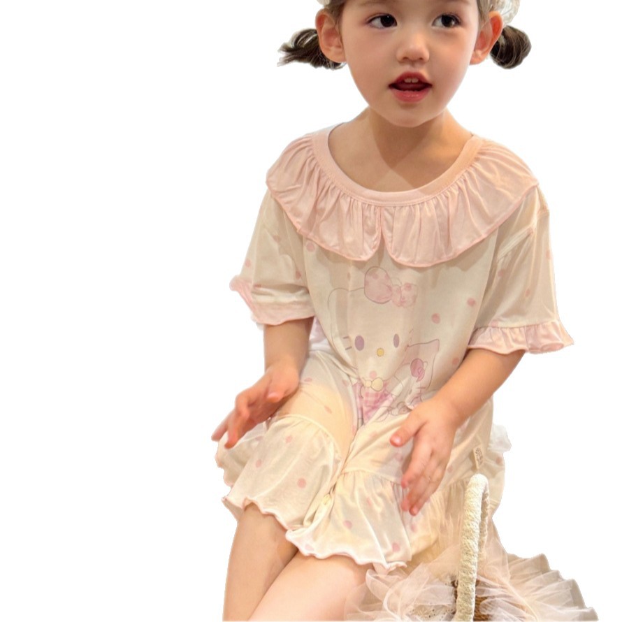 Pijama de niñas pijama infantil modelo verano princesa aicha viento bebé ropa de casa vestido delgada